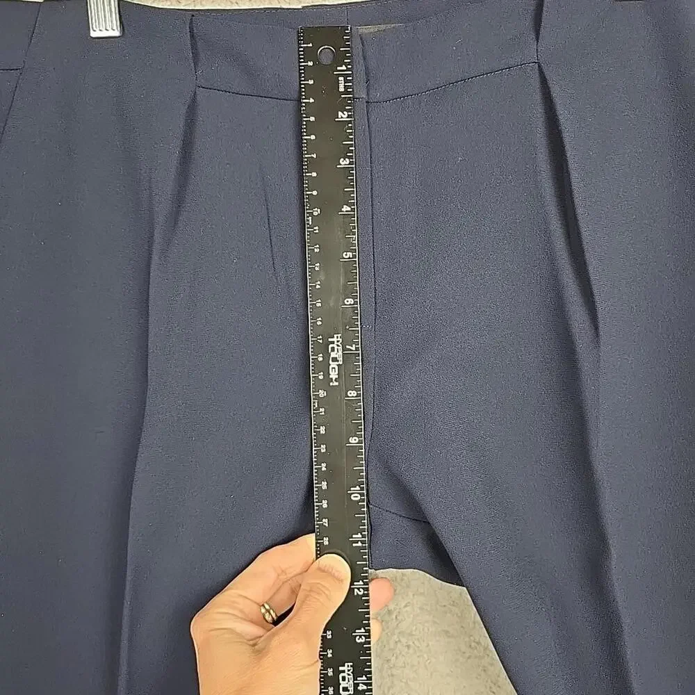 MANGO MNG Women's Suit Pants Size 6 Navy Blue with pocket - Picture 8 of 9